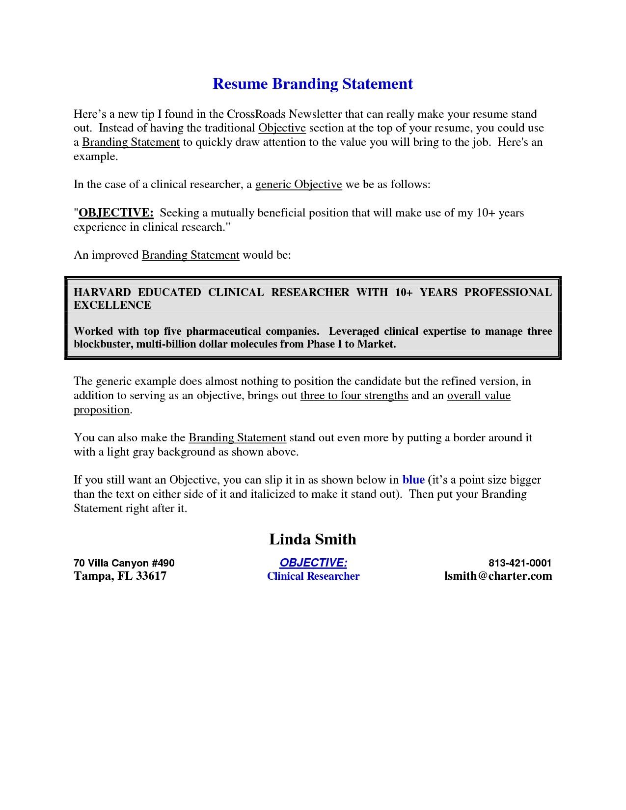 Example Personal Statement For Resume Summary Simple Best S Branding Examples Vp Value Resume Full