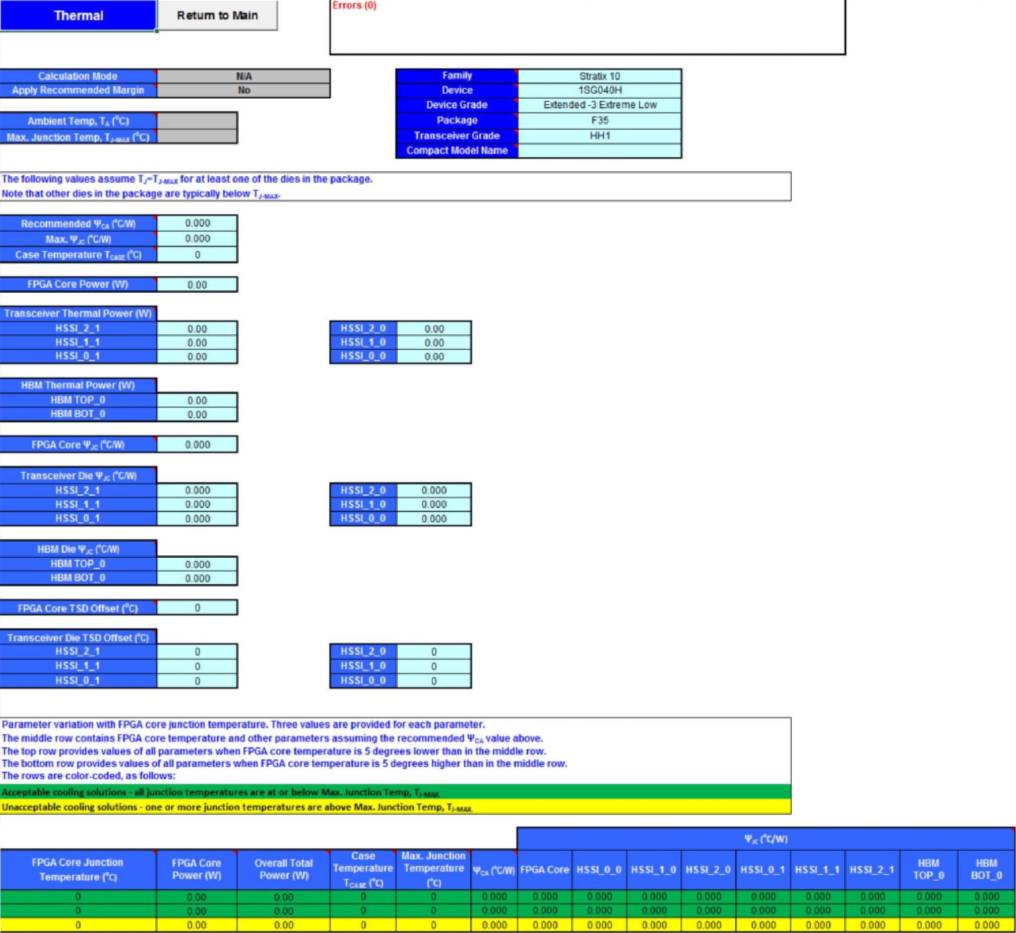 Figure 21 Intel Stratix 10 EPE Thermal Worksheet