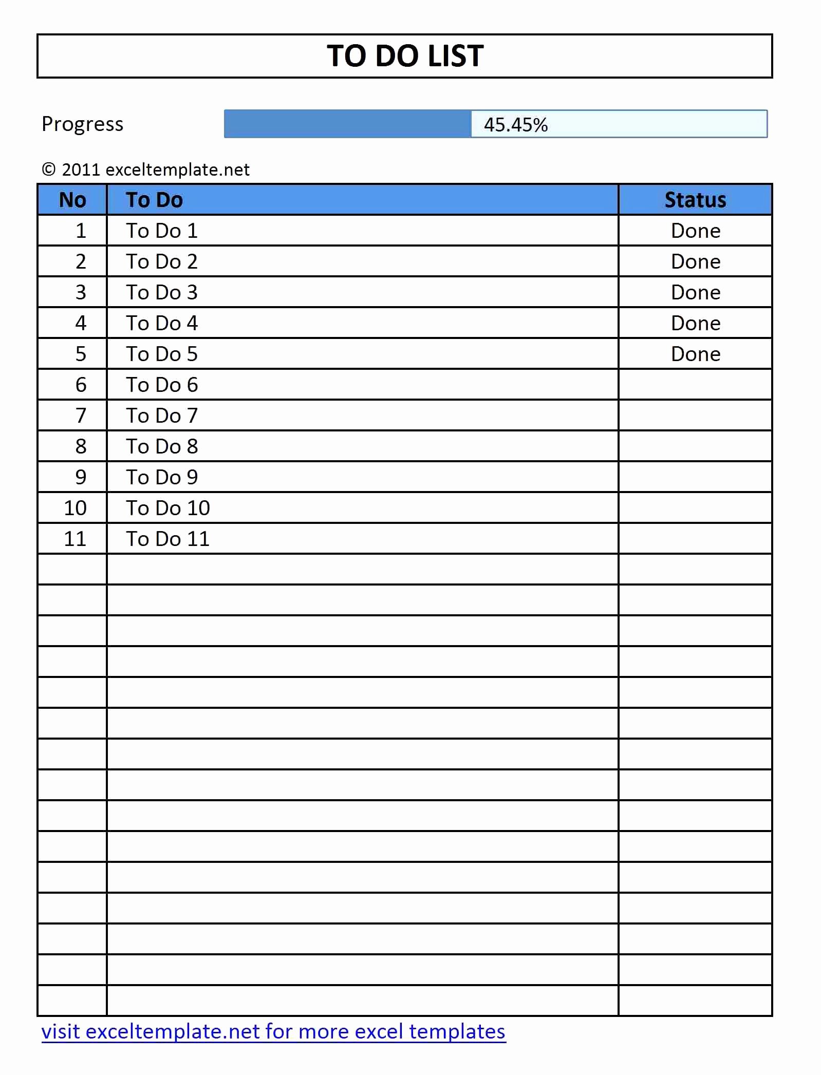 task list template excel