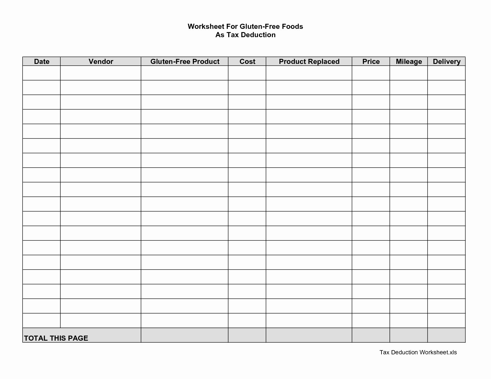 Tax Deduction Spreadsheet Template Google Sheets